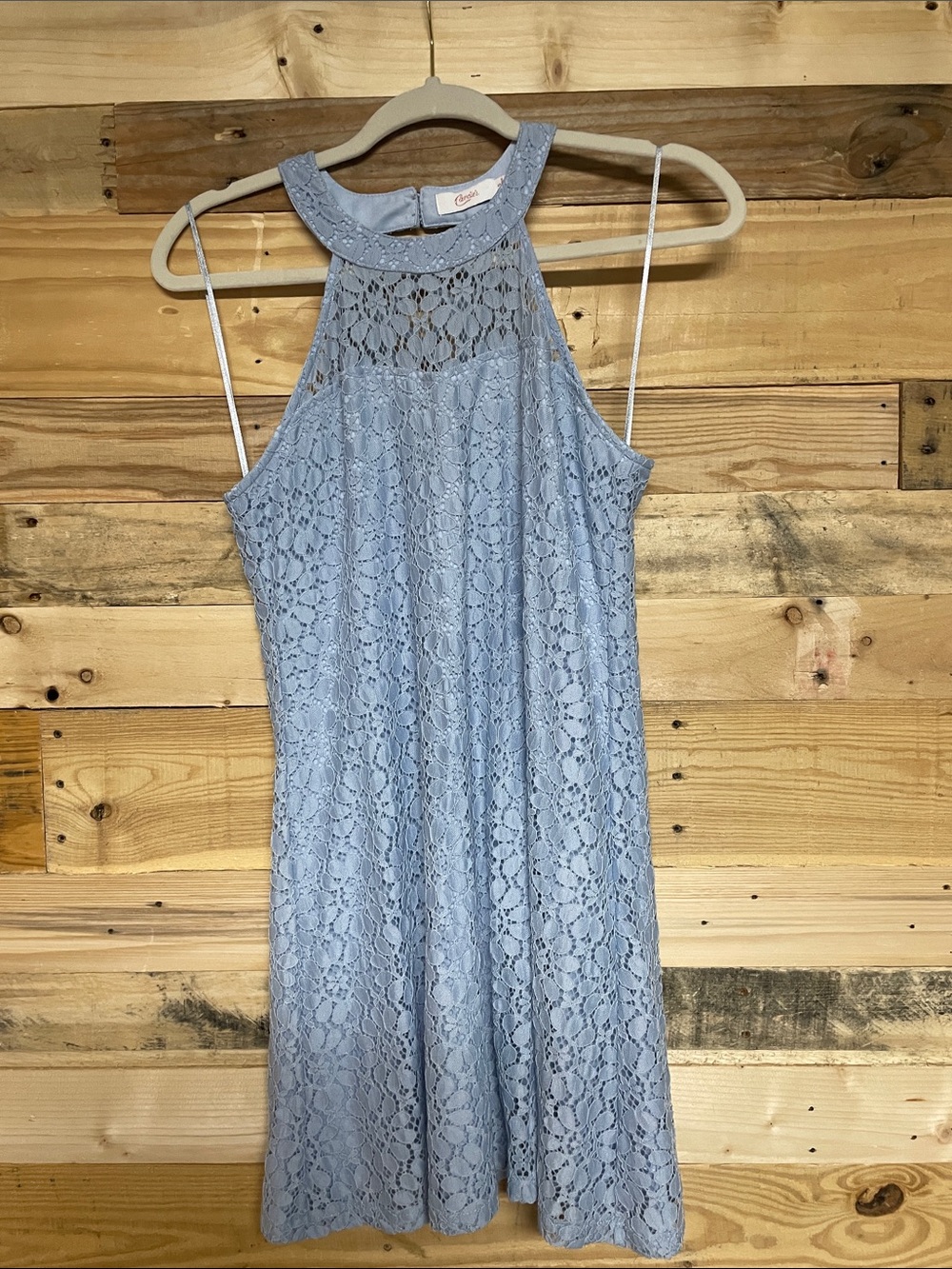 Candie's size Small Light Blue Lace Halter Mini Dress